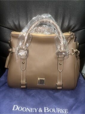 NEW with tags Dooney & Bourke Taupe/Brown Leather Satchel